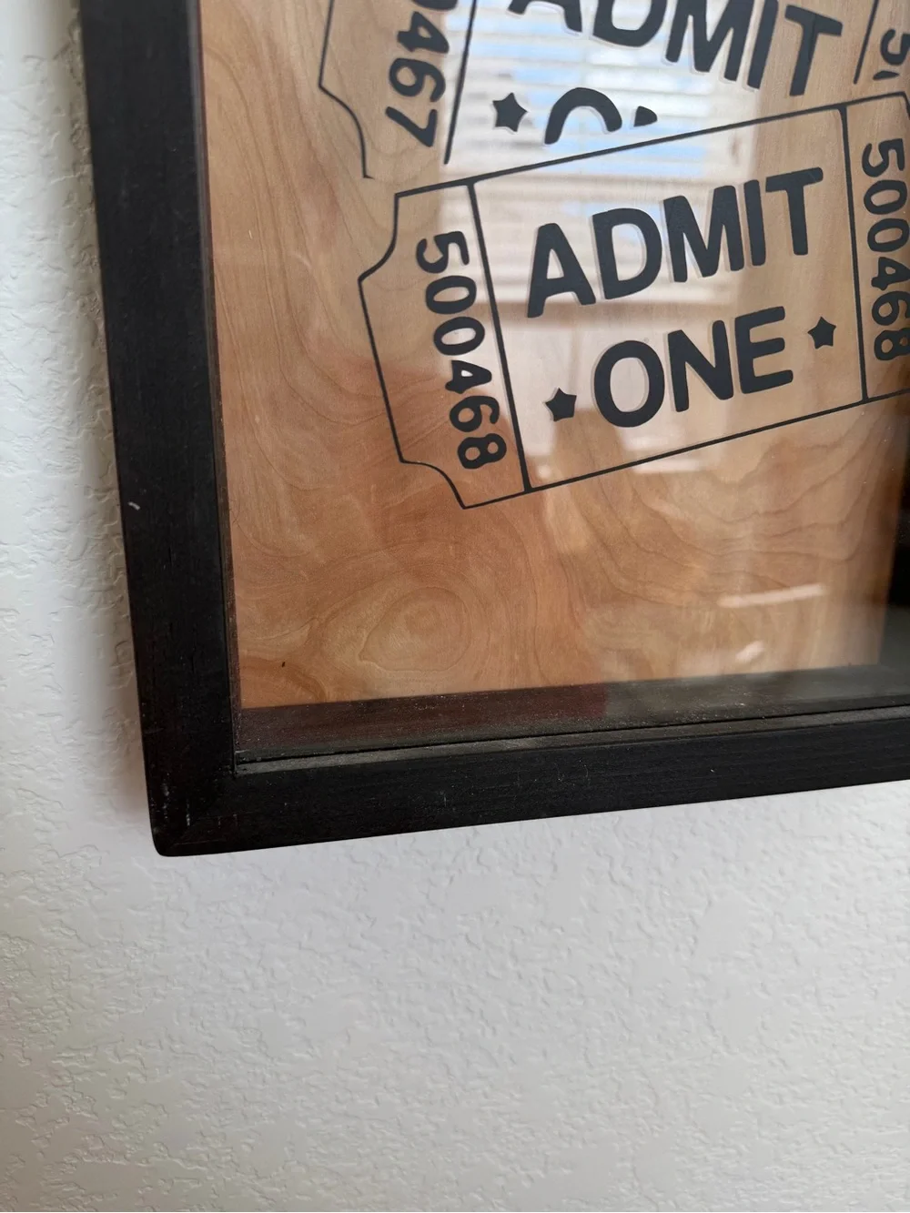 Black Framed 'Admit One' Wall Art